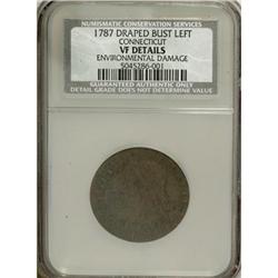 1787 COPPER Connecticut Copper, Draped Bust Left VF20