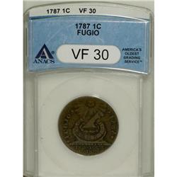 1787 1C Fugio Cent, STATES UNITED, Cinquefoils VF30 AN
