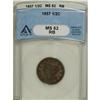1857 1/2 C Red and Brown MS62 ANACS
