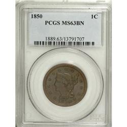 1850 1C Brown MS63 PCGS