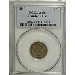 1860 1C Pointed Bust AU55 PCGS
