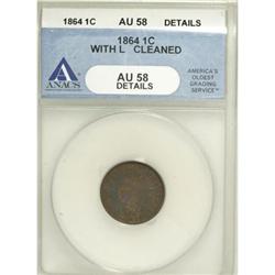 1864 1C L On Ribbon AU58 ANACS