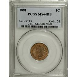 1881 1C Red and Brown MS64 PCGS