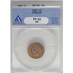 1867 1C Red and Brown PR62 ANACS