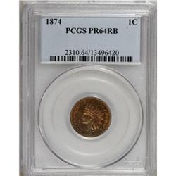 1874 1C Red and Brown PR64 PCGS