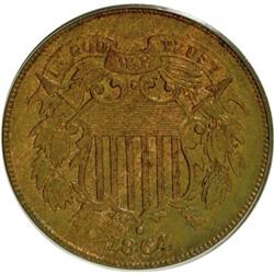 1864 2C Large Motto Brown MS63 PCGS