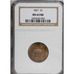 1867 2C Red and Brown MS63 NGC