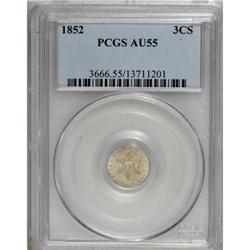 1852 3CS AU55 PCGS
