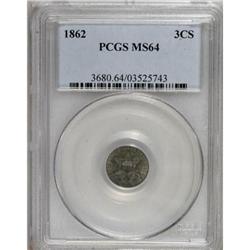 1862 3CS MS64 PCGS