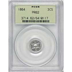 1864 3CS PR62 PCGS