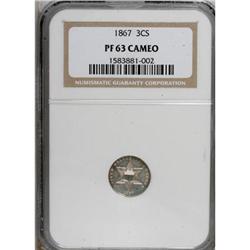1867 3CS Cameo PR63 NGC