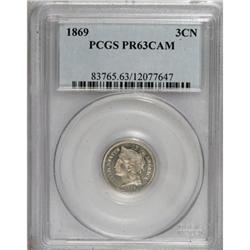 1869 3CN Cameo PR63 PCGS