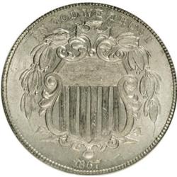 1867 5C Rays MS62 ANACS