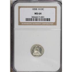 1858 H10C MS64 NGC