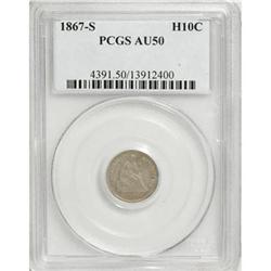 1867-S H10C AU50 PCGS