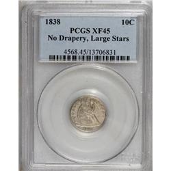 1838 10C Large Stars XF45 PCGS