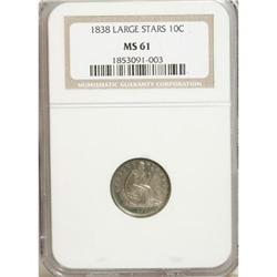 1838 10C Large Stars MS61 NGC