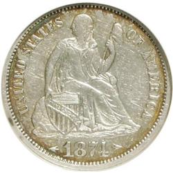 1874 10C Arrows AU55 NGC