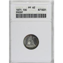 1871 10C PR62 ANACS