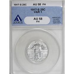 1917-S 25C Type One Full Head AU58 ANACS