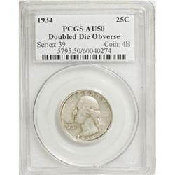1934 25C Doubled Die Obverse AU50 PCGS