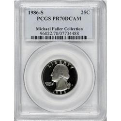 1986-S 25C Deep Cameo PR70 PCGS