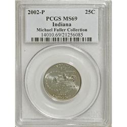 2002-P 25C Indiana MS69 PCGS