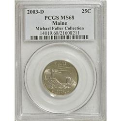 2003-D 25C Maine MS68 PCGS