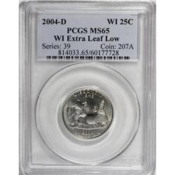 2004-D 25C Wisconsin Extra Leaf Low MS65 PCGS