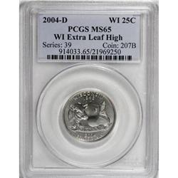 2004-D 25C Wisconsin Extra Leaf High MS65 PCGS