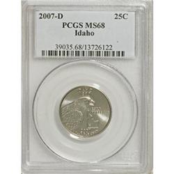 2007-D 25C Idaho MS68 PCGS