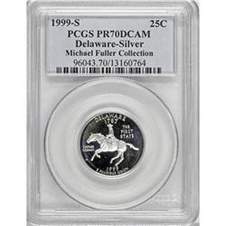 1999-S 25C Delaware Silver Deep Cameo PR70 PCGS