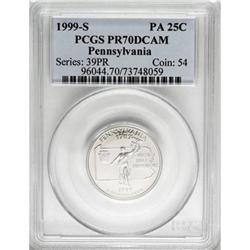 1999-S 25C Pennsylvania Clad Deep Cameo PR70 PCGS