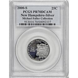 2000-S 25C New Hampshire Silver Deep Cameo PR70 PCGS