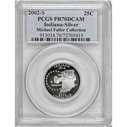 2002-S 25C Indiana Silver Deep Cameo PR70 PCGS