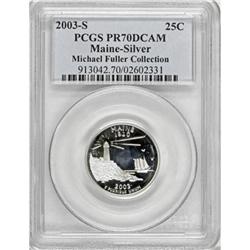 2003-S 25C Maine Silver Deep Cameo PR70 PCGS