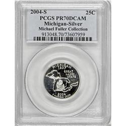 2004-S 25C Michigan Silver Deep Cameo PR70 PCGS