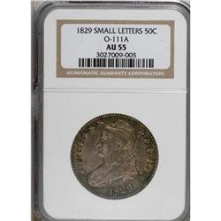 1829 50C Small Letters AU55 NGC