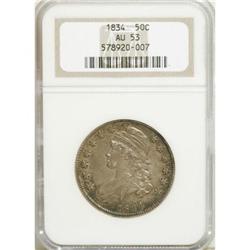 1834 50C Small Date, Small Letters AU53 NGC