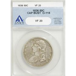 1836 50C Lettered Edge VF20 ANACS