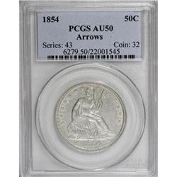 1854 50C Arrows AU50 PCGS