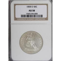 1858-O 50C AU58 NGC
