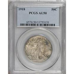 1918 50C AU50 PCGS