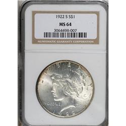1922-S $1 MS64 NGC