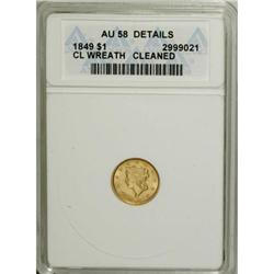 1849 G$1 Closed Wreath AU58 ANACS