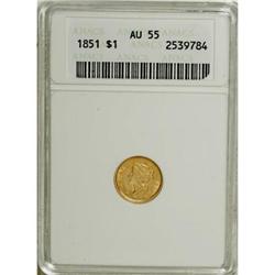 1851 G$1 AU55 ANACS