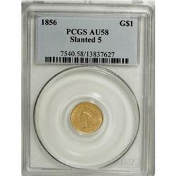 1856 G$1 Slanted 5 AU58 PCGS
