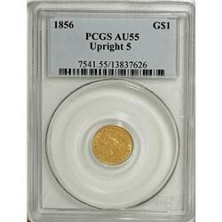 1856 G$1 Upright 5 AU55 PCGS