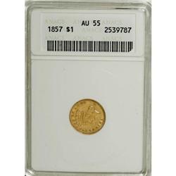 1857 G$1 AU55 ANACS