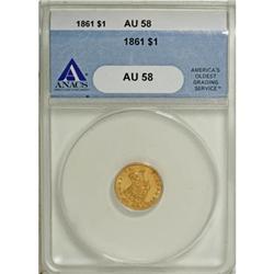 1861 G$1 AU58 ANACS